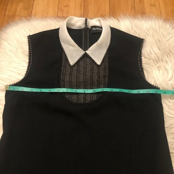 The Kooples Contrast-Collar Beaded Lace-Inset Black Women Mini Dress, size M - Picture 10 of 11